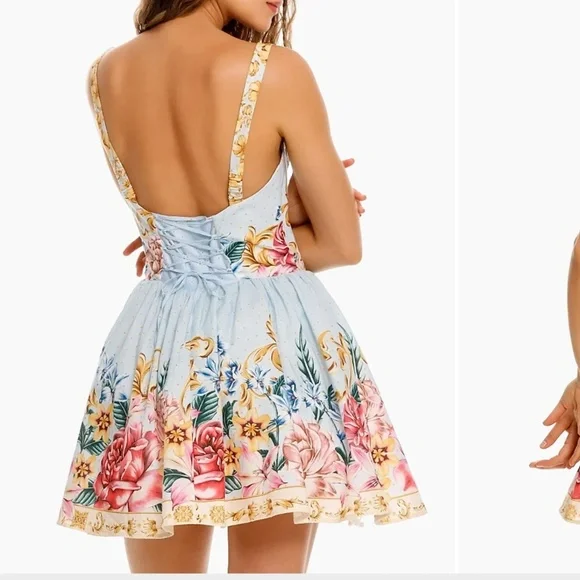 Agua Bendita Riveria Radiance Spring Blush Floral Cotton Minidress Large L dress - Picture 3 of 8